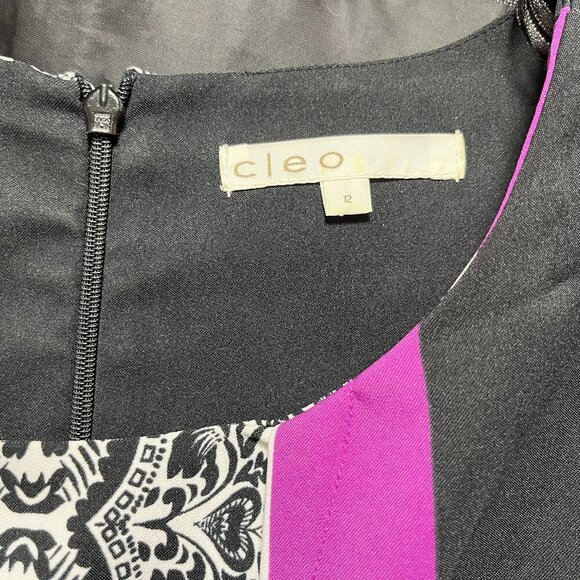 Cleo Women's Black Purple Floral Print Dress - Size 12 - Picture 5 of 5